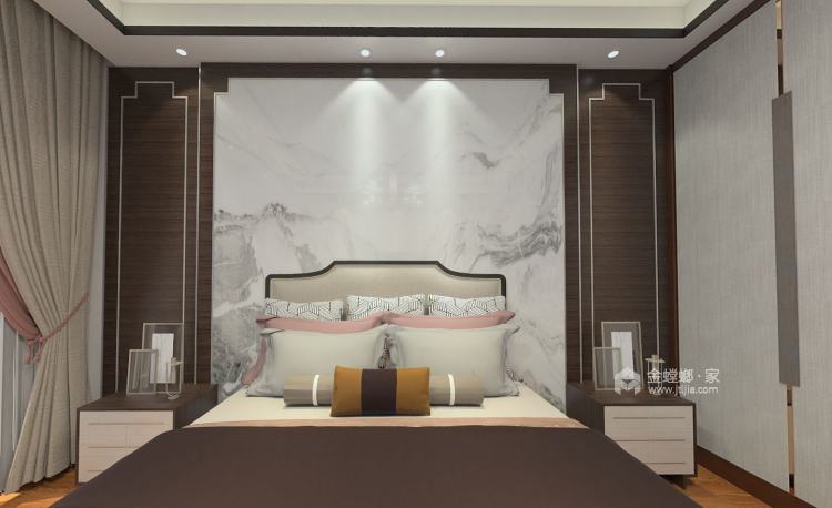 600平上书房新中式风格-归心东方-卧室效果图及设计说明
