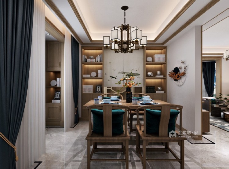 140平翡丽澜湾中式风格-餐厅效果图及设计说明