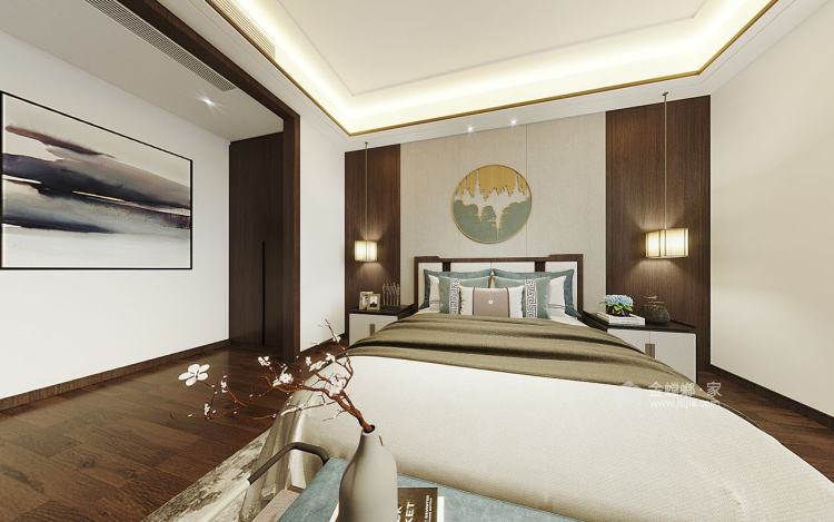 260平花山别墅新中式风格-韵入自然，轻奢生活-卧室效果图及设计说明