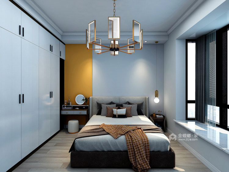 128平金色尚居现代风格-卧室效果图及设计说明