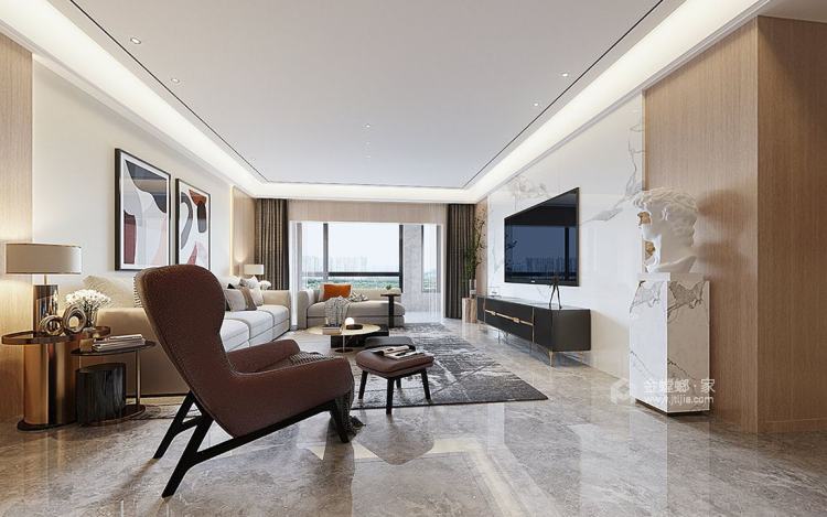 250平旷达福源现代风格-客厅效果图及设计说明