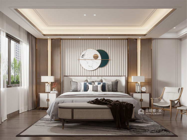 230平石帆村新中式风格-自然的木纹，写意的水墨-卧室效果图及设计说明
