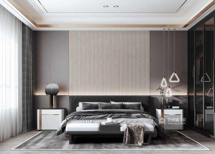 157平奥正诚园现代风格-灰色系-卧室效果图及设计说明