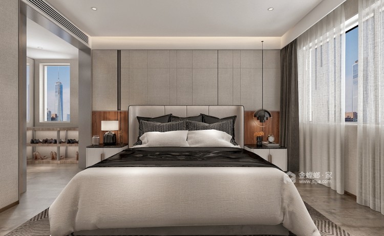 140平金泰舒格兰新中式风格-演绎与众不同的质朴静谧-卧室效果图及设计说明