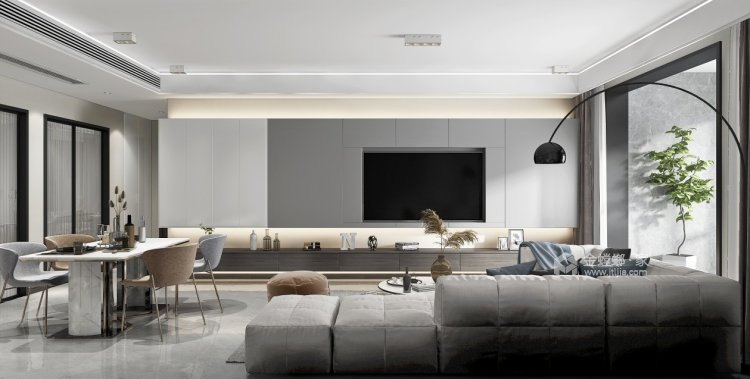 157平奥正诚园现代风格-灰色系-客厅效果图及设计说明