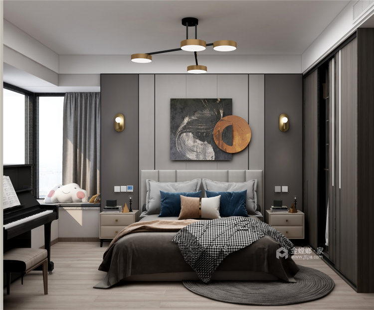 115平东湖大郡现代风格-融入匠心，呈现一方雅奢境遇-卧室效果图及设计说明