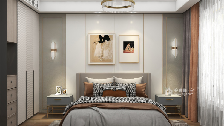 134平建发泱誉简欧风格-不规则的美-卧室效果图及设计说明