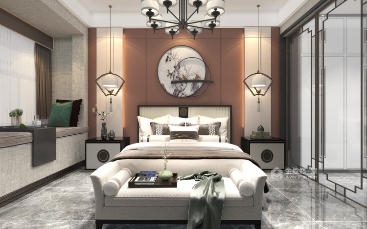 145平中南熙悦新中式风格-卧室效果图及设计说明