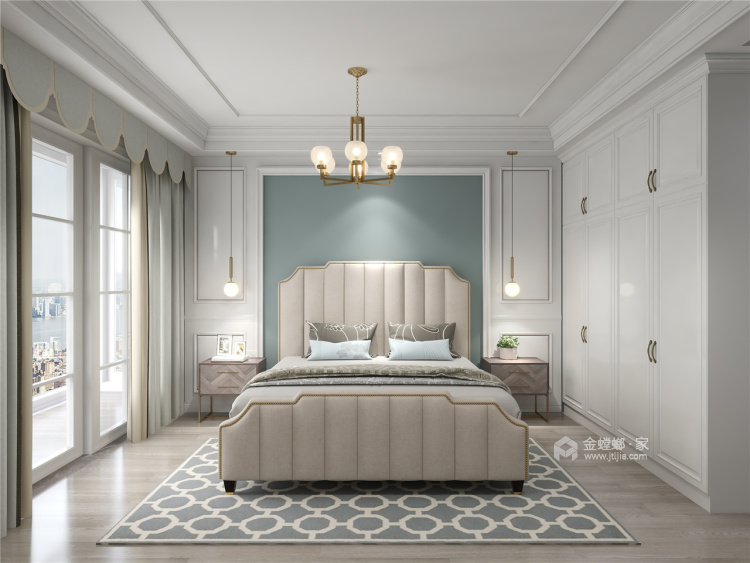 150平中天湖畔美式风格-卧室效果图及设计说明