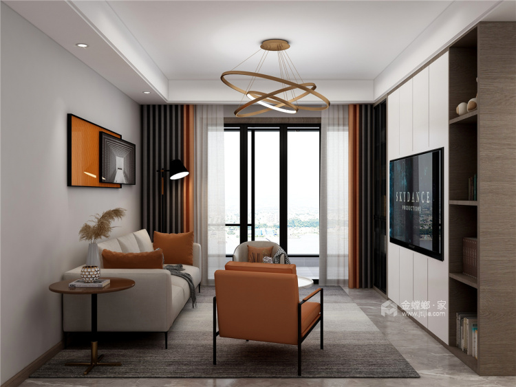 111平金悦湾现代风格-色彩浸润五感，收藏美好夏日-客厅效果图及设计说明