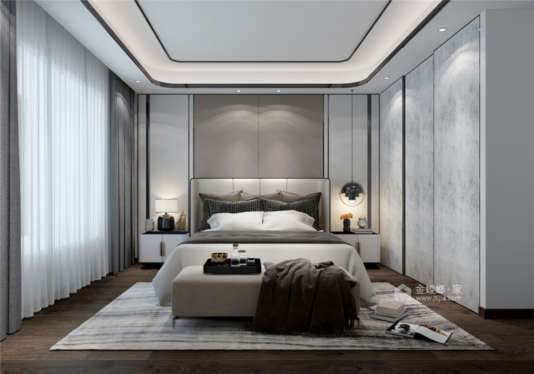 166平石湖湾现代风格-灰调奢华-卧室效果图及设计说明