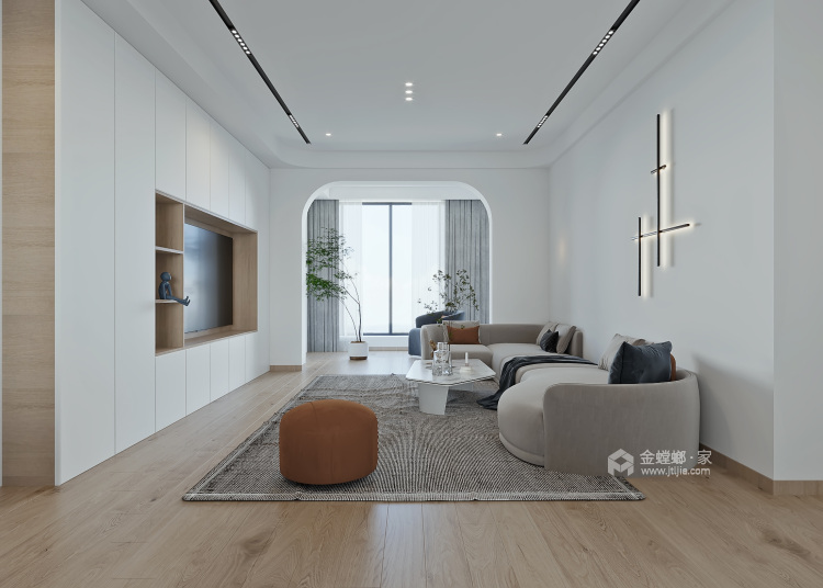 140平郦城国际现代风格-无主灯设计-客厅效果图及设计说明