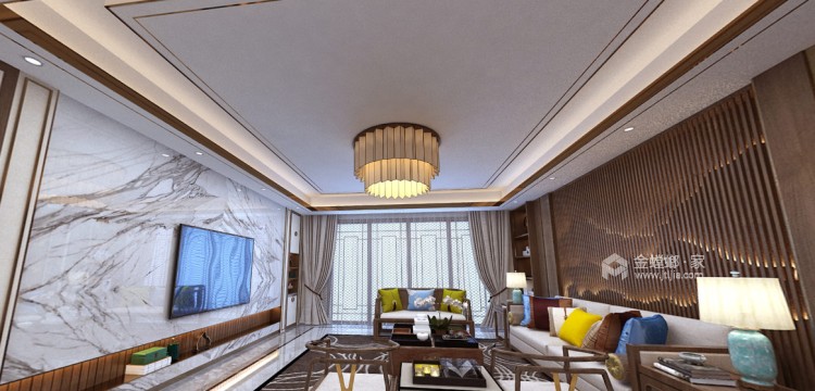 260平碧桂园城市之光中式风格-客厅效果图及设计说明
