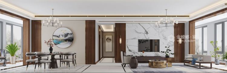 170平雅居乐富春山居新中式风格-客厅效果图及设计说明