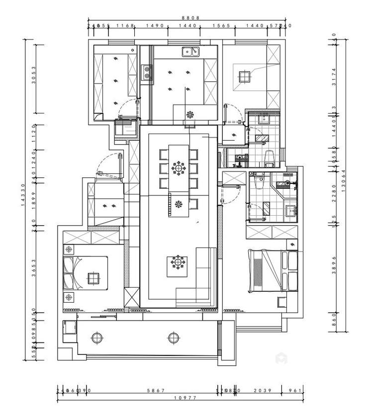 130平鲁商公馆现代风格-低调奢华有内涵，这才是理想中的家-平面布置图