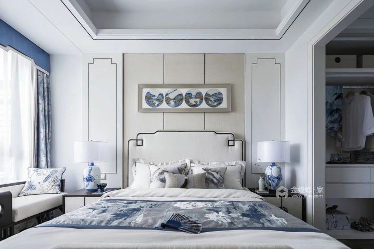 170平阅园新中式风格-传统青花瓷与中现代文化的交融-卧室效果图及设计说明