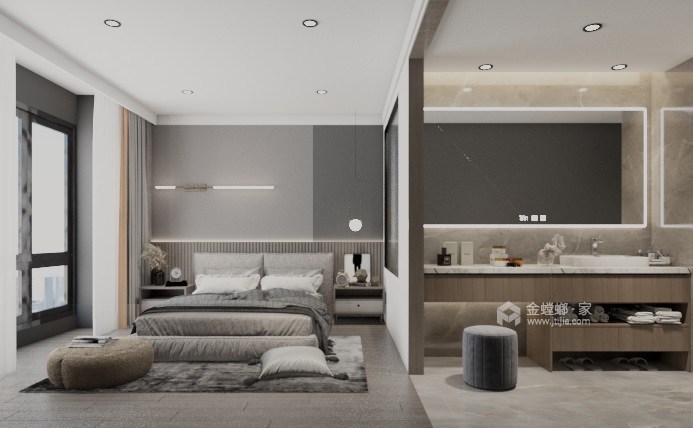 140平恒大海上帝景现代风格-卧室效果图及设计说明