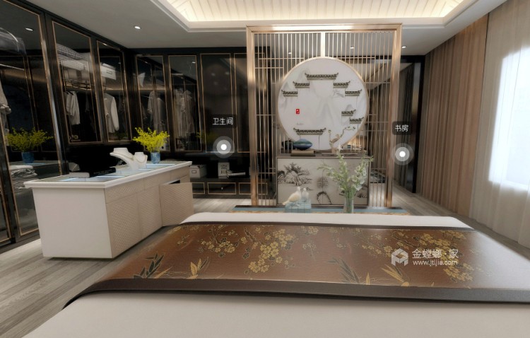 230平南山别墅新中式风格-卧室效果图及设计说明