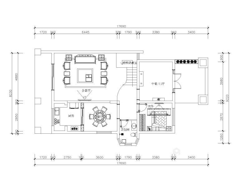 230平南山别墅新中式风格-平面设计图及设计说明