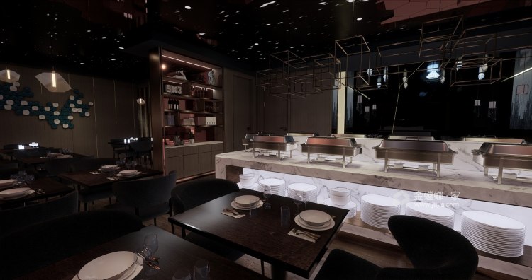 3000平商业空间-古月禾·SPA水晶馆现代风格-餐厅效果图及设计说明