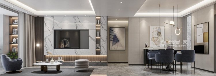 128平锦悦府现代风格-客厅效果图及设计说明