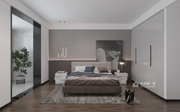140平铁路局小区现代风格-卧室效果图及设计说明