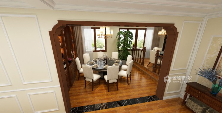 260平南山别墅美式风格-餐厅效果图及设计说明