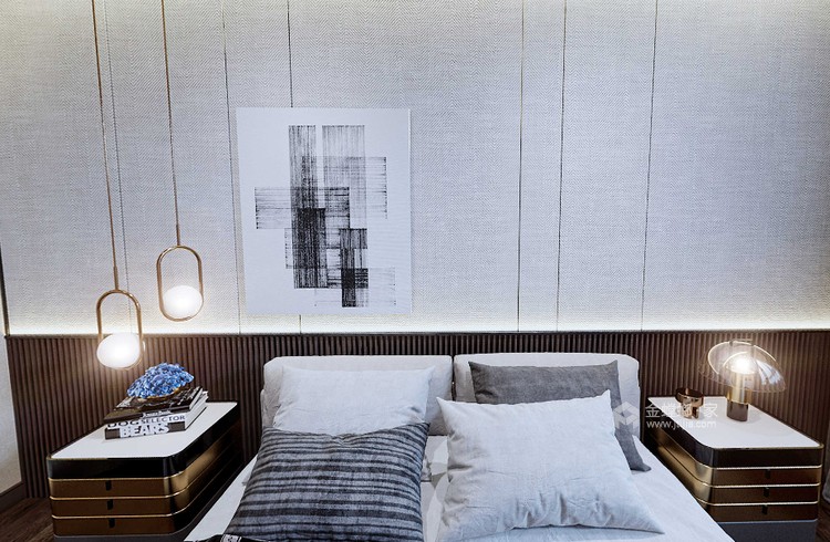 600平华邦城别墅新中式风格-卧室效果图及设计说明