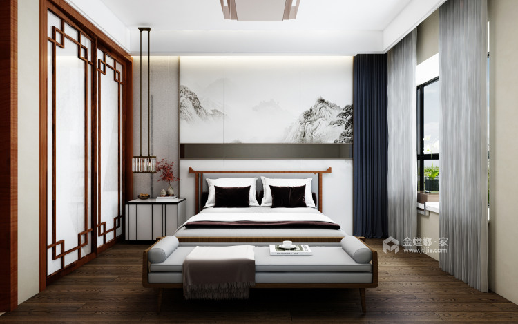 157平外滩玺园新中式风格——晓看天色暮看云-卧室效果图及设计说明
