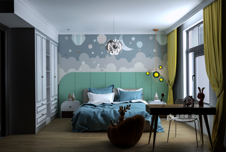 433平朗诗绿色街区现代风格-墨绿基调为主的质感美居-卧室