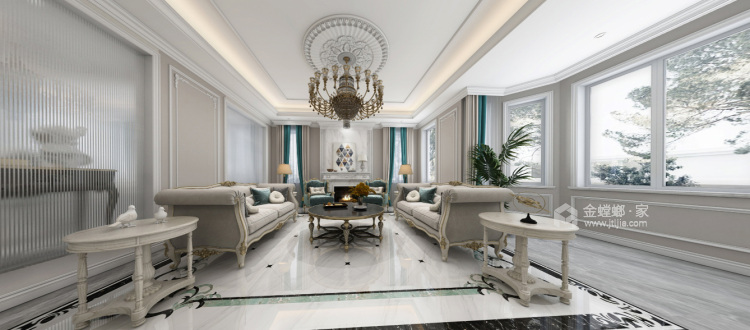 461平舒景花园法式风格--法式浪漫空间-客厅效果图及设计说明