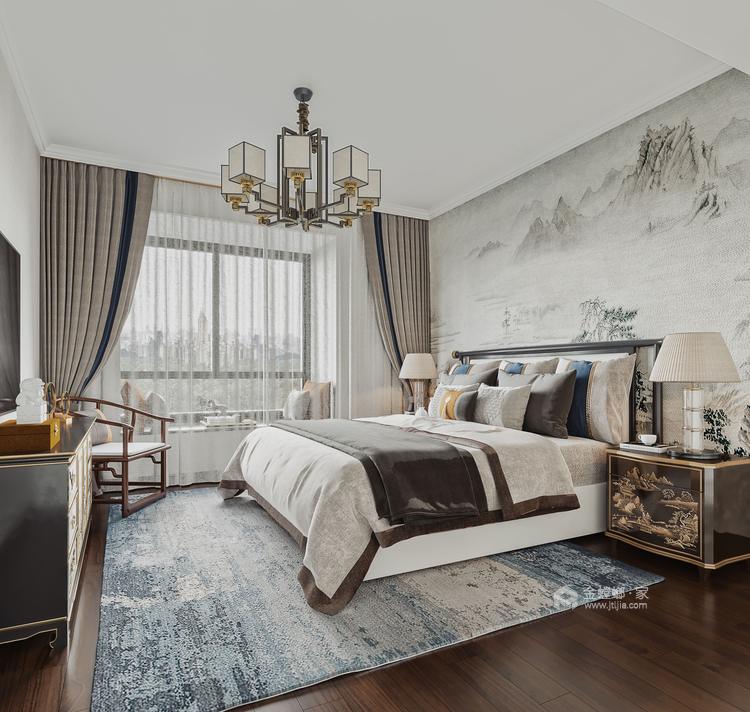 140平中海天钻新中式风格-卧室效果图及设计说明