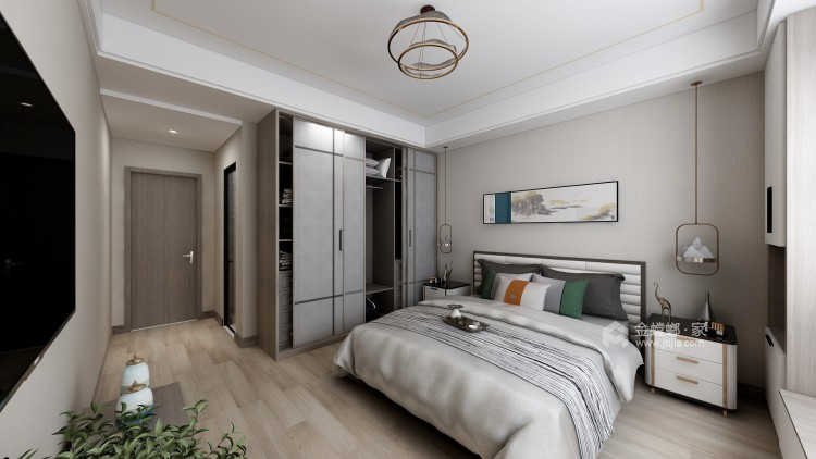 140平惠浦新世纪新中式风格-卧室效果图及设计说明