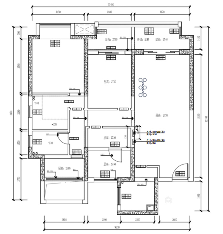 129平红星天铂新中式风格-4口之家，最大空间利用-业主需求&原始结构图