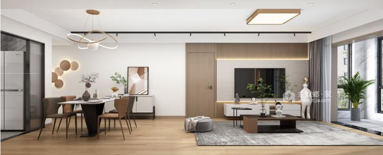 115平颐景湾畔现代风格-原木+白色温暖质感-客厅效果图及设计说明
