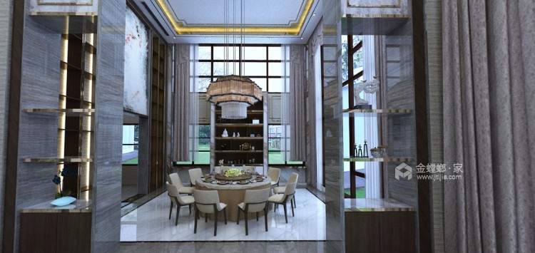 300平华邦新城新中式风格-餐厅效果图及设计说明