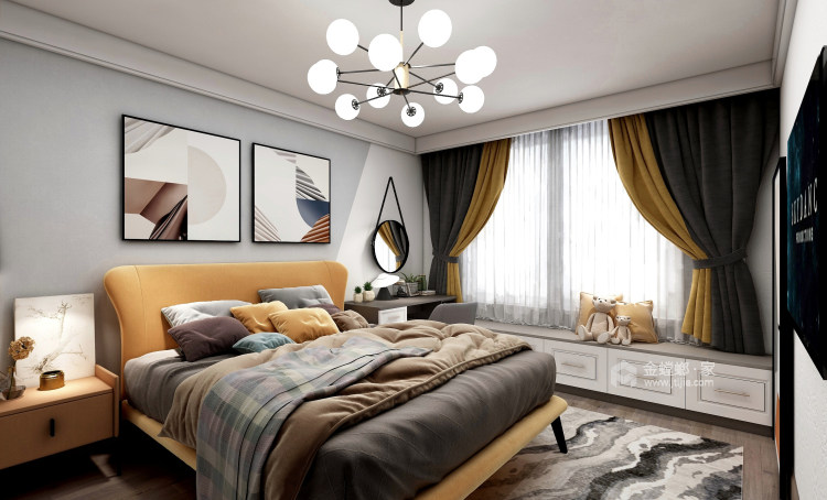 116平公元四季现代风格-卧室效果图及设计说明