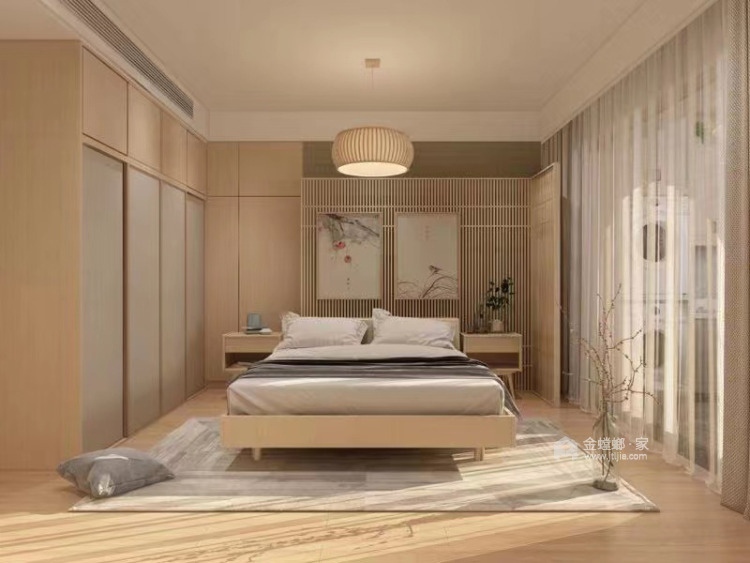 60平金田花园日式风格-现代日式混搭，简洁舒适的两室小家-卧室效果图及设计说明