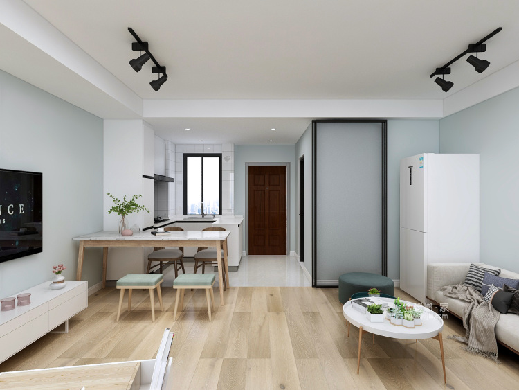 40平石龙春晓现代风格-一人居的现代自由空间-客厅效果图及设计说明