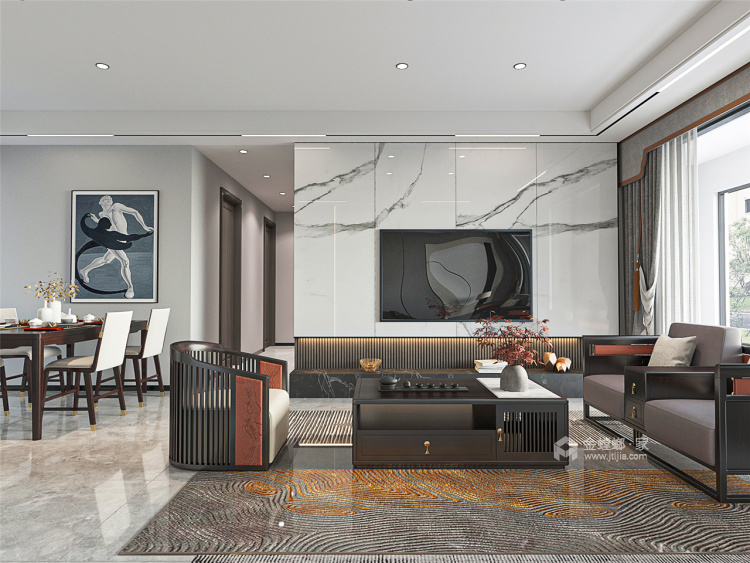 123平龙湖大境天成现代风格-清新美宅-客厅效果图及设计说明