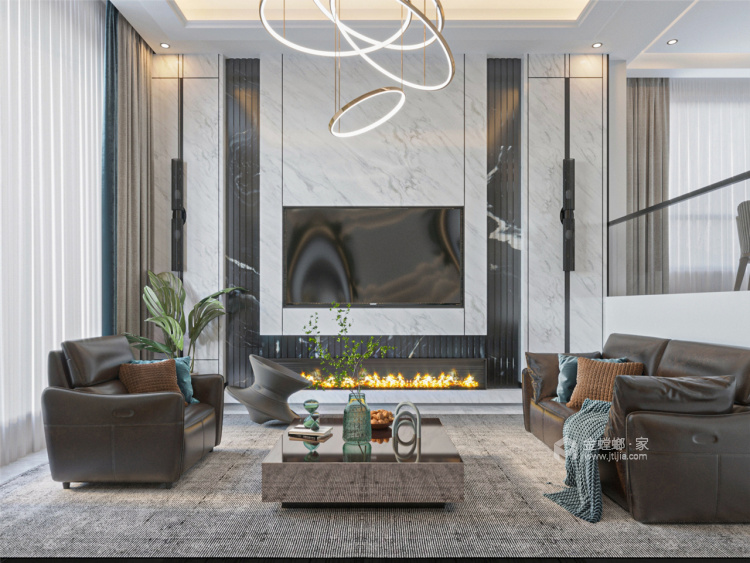280平丽岛别墅现代风格-简繁有度，冷暖有尺-客厅效果图及设计说明