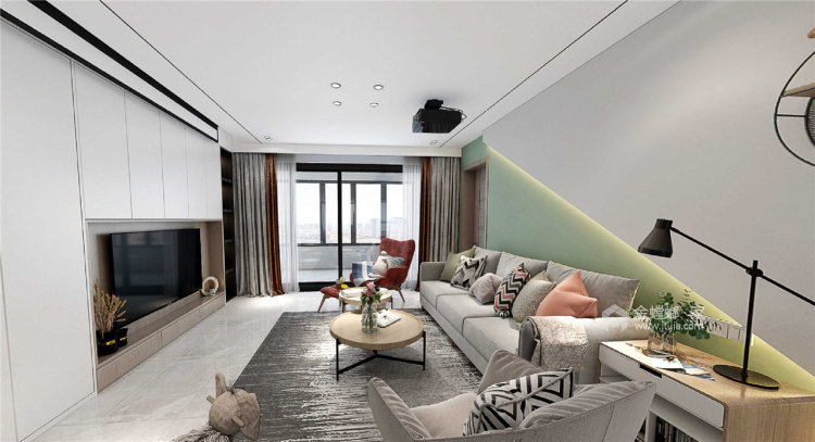 168平枫华紫园现代风格-雅致格调-客厅效果图及设计说明