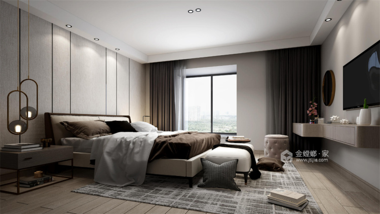 142平湖左岸现代风格-幸福晨曦-卧室效果图及设计说明