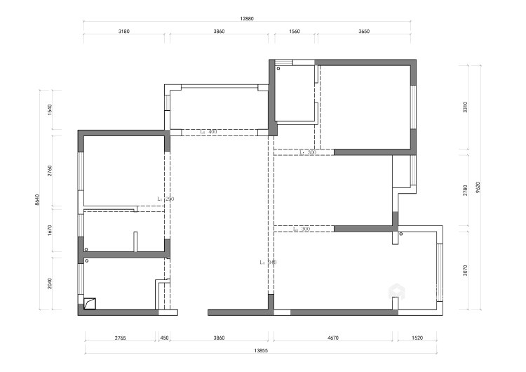 140平奥体玫瑰园现代风格-业主需求&原始结构图