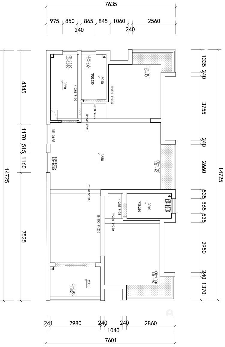 108平城投广场日式风格-全屋素雅原木的日式装修-业主需求&原始结构图
