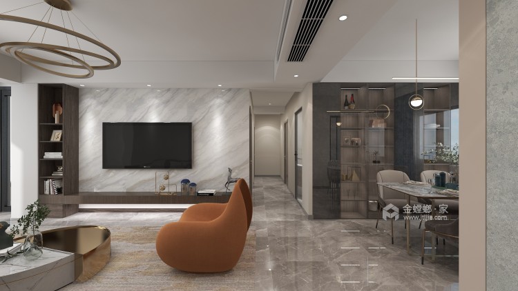 115平富力爱丁堡现代风格-三室两厅-客厅效果图及设计说明