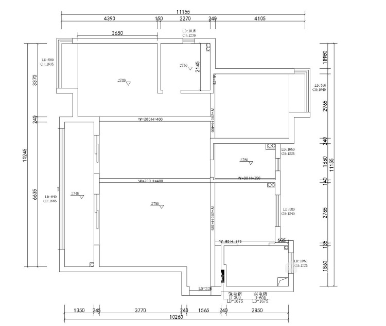 115平富力爱丁堡现代风格-三室两厅-业主需求&原始结构图
