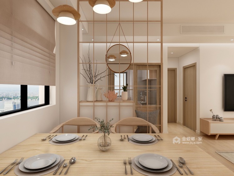 108平城投广场日式风格-全屋素雅原木的日式装修-餐厅效果图及设计说明