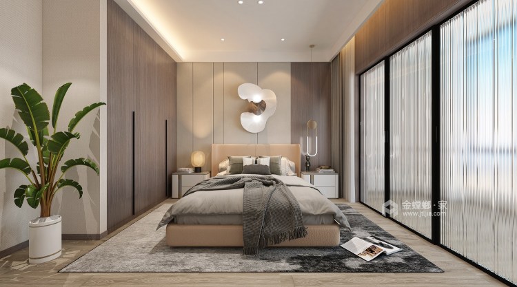 135平碧源月湖现代风格-卧室效果图及设计说明