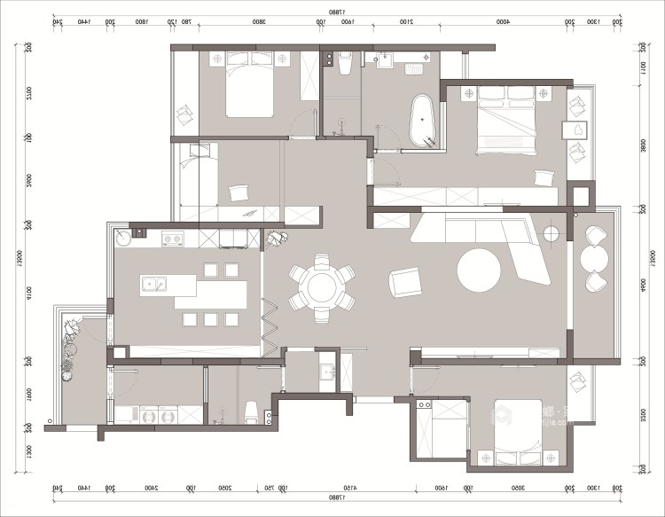 196平安站蔚然家园现代风格-极简黑白灰-平面布置图